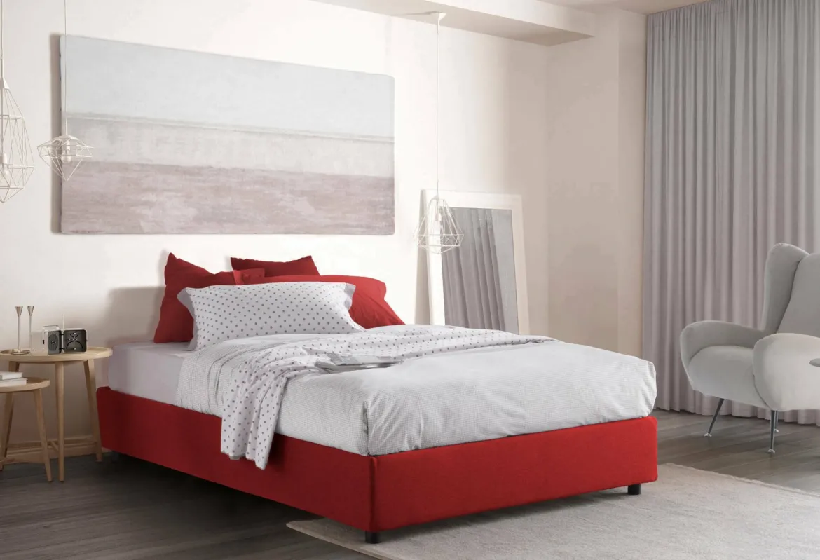 Letto matrimoniale contenitore rosso 175x215cm - Alaska