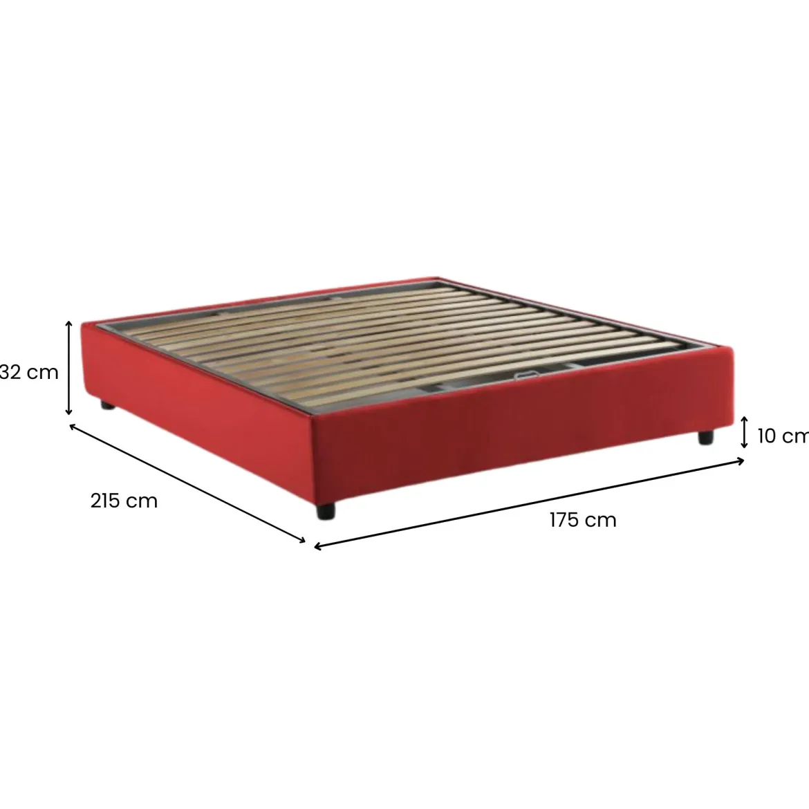 Letto matrimoniale contenitore rosso 175x215cm - Alaska