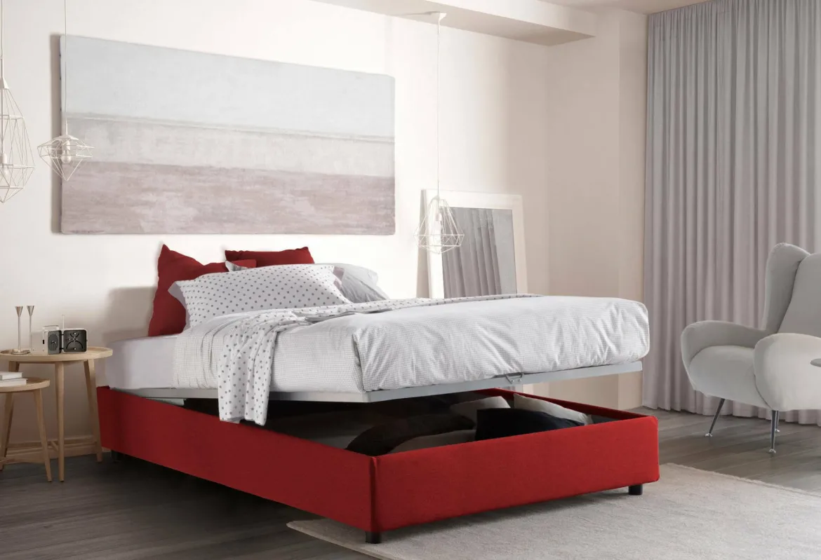 Letto matrimoniale contenitore rosso 175x215cm - Alaska