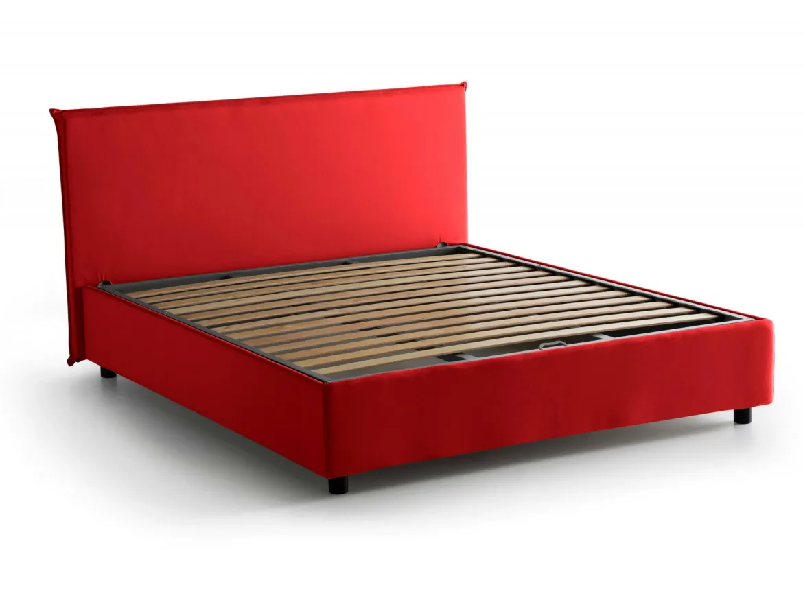Letto matrimoniale contenitore rosso 175x215cm rivestimento lavabile - Arcan