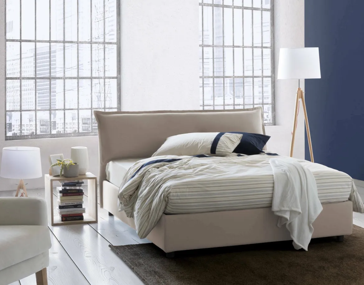 Letto matrimoniale contenitore tortora 175x205cm classico - Amilcare