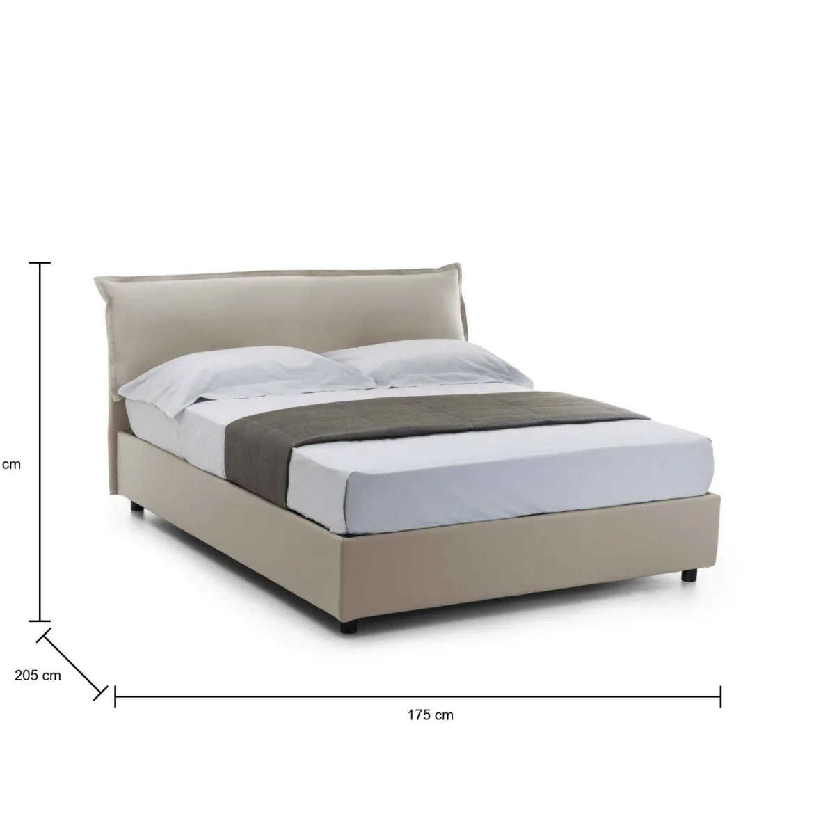 Letto matrimoniale contenitore tortora 175x205cm classico - Amilcare