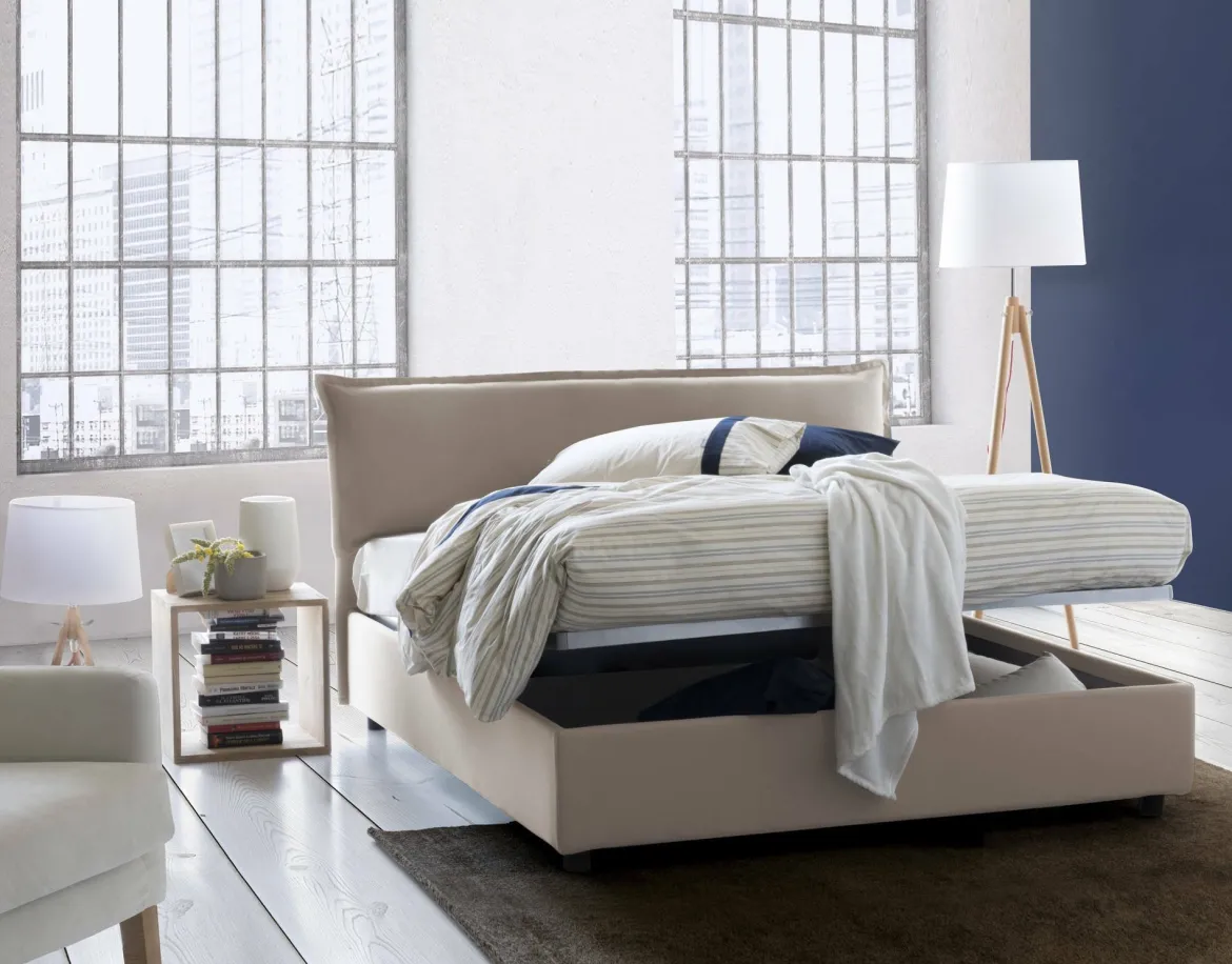 Letto matrimoniale contenitore tortora 175x205cm classico - Amilcare
