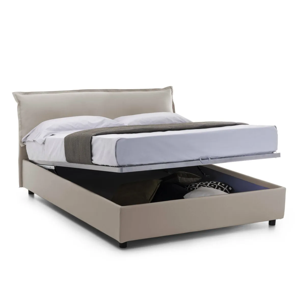 Letto matrimoniale contenitore tortora 175x205cm classico - Amilcare