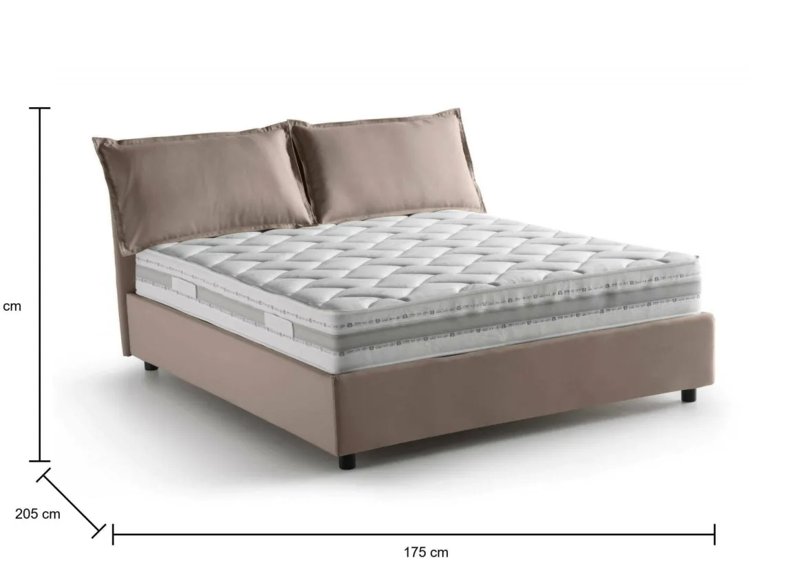 Letto matrimoniale contenitore tortora 175x205cm con materasso - Amelinda