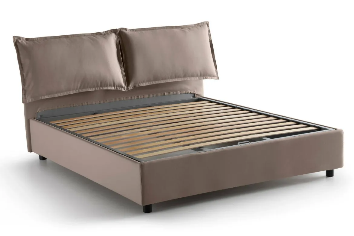 Letto matrimoniale contenitore tortora 175x205cm con materasso - Amelinda