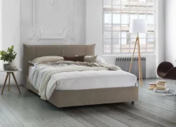 Letto matrimoniale contenitore tortora 175x205cm imbottito - Nessuna