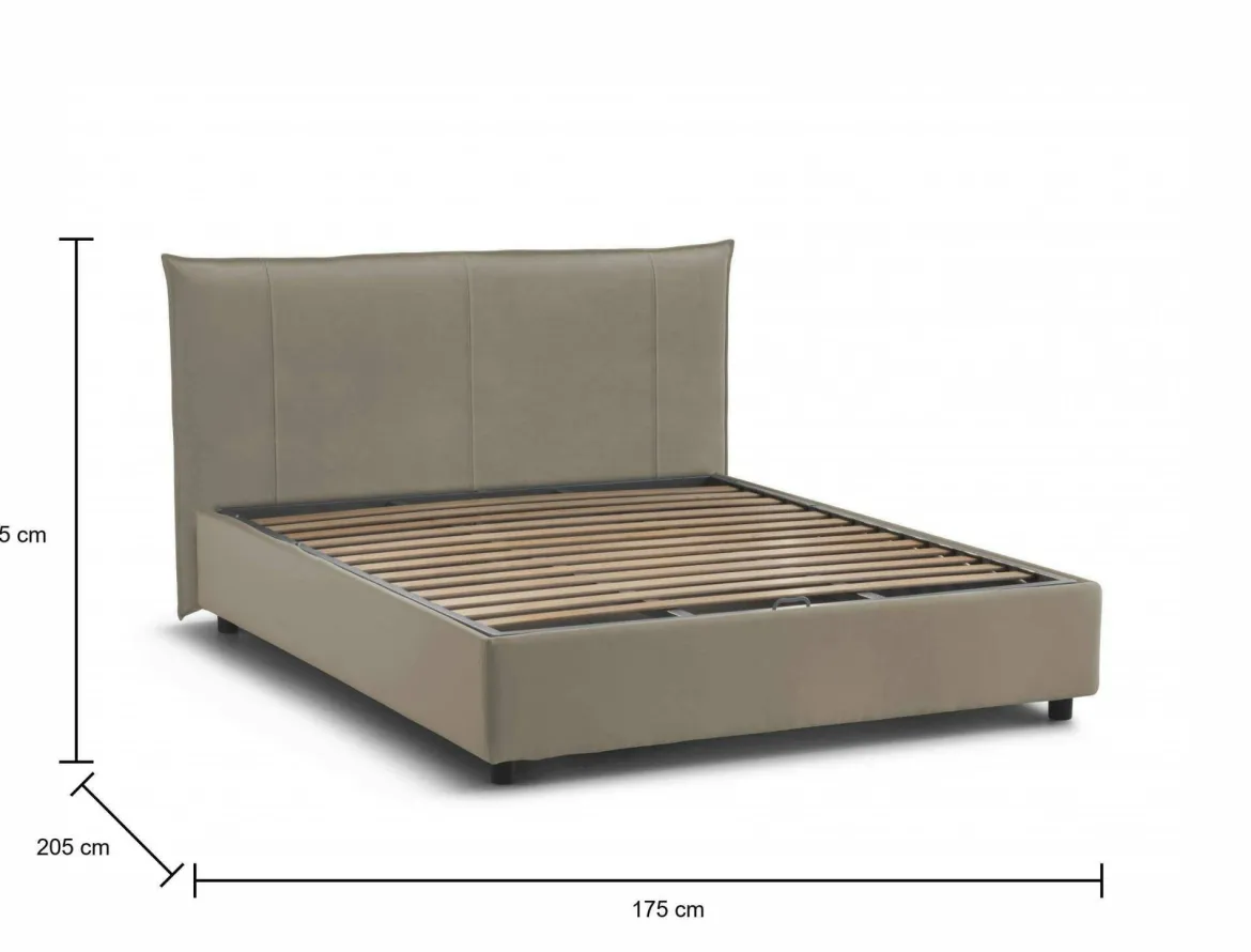 Letto matrimoniale contenitore tortora 175x205cm imbottito - Nessuna