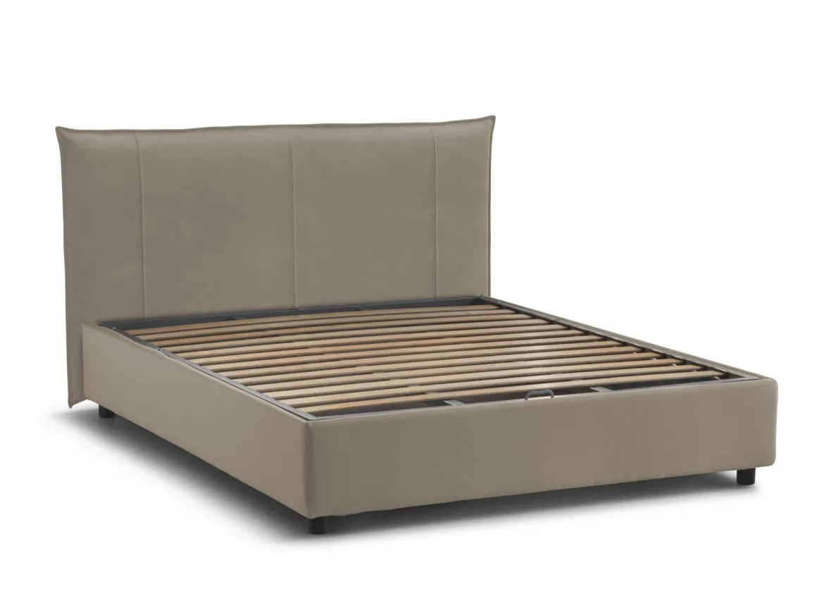 Letto matrimoniale contenitore tortora 175x205cm imbottito - Nessuna