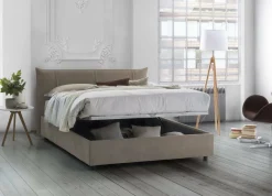 Letto matrimoniale contenitore tortora 175x205cm imbottito - Nessuna