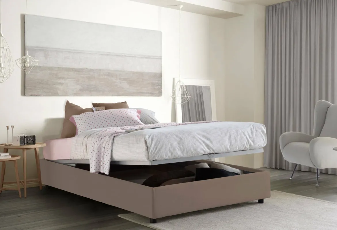 Letto matrimoniale contenitore tortora 175x205cm moderno - Andyymion