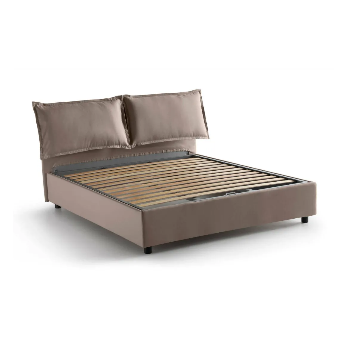Letto matrimoniale contenitore tortora 175x205cm rivestimento in ecopelle - Hanoi