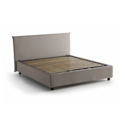 Letto matrimoniale contenitore tortora 175x205cm rivestito in tessuto - Ashlee