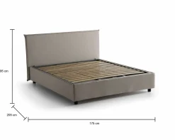Letto matrimoniale contenitore tortora 175x205cm rivestito in tessuto - Ashlee