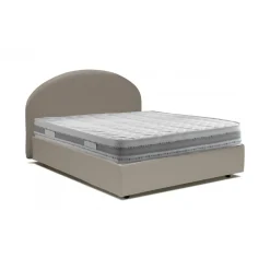 Letto matrimoniale contenitore tortora 175x215cm con testiera imbottita - Geras