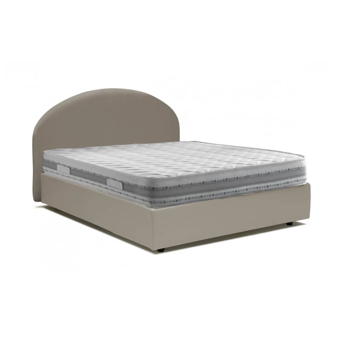 Letto matrimoniale contenitore tortora 175x215cm con testiera imbottita - Geras