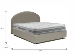 Letto matrimoniale contenitore tortora 175x215cm con testiera imbottita - Geras
