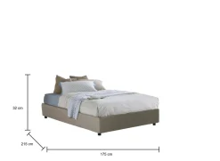 Letto matrimoniale contenitore tortora 175x215cm funzionale - Abbas