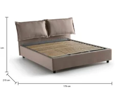 Letto matrimoniale contenitore tortora 175x215cm rete inclusa - Aris