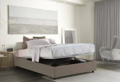 Letto matrimoniale contenitore tortora 175x215cm sfoderabile - Amalta