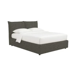 Letto Matrimoniale Grigio Antracite Sfoderabile Contenitore, Dimensione Materasso 160x190 cm Made in Italy - Calcio