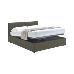 Letto Matrimoniale Grigio Antracite Sfoderabile Contenitore, Dimensione Materasso 160x190 cm Made in Italy - Lioni