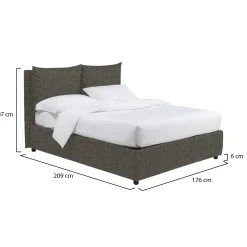 Letto Matrimoniale Grigio Antracite Sfoderabile Contenitore, Dimensione Materasso 160x200 cm Made in Italy - Frinco