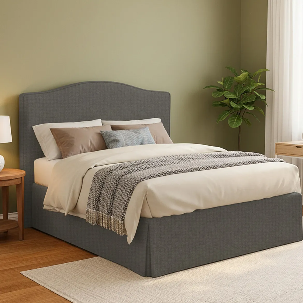 Letto Matrimoniale Grigio Antracite Sfoderabile Contenitore, Dimensione Materasso 160x200 cm Made in Italy - Orino