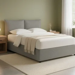 Letto Matrimoniale Grigio Cenere Sfoderabile Contenitore, Dimensione Materasso 160x190 cm - Colere