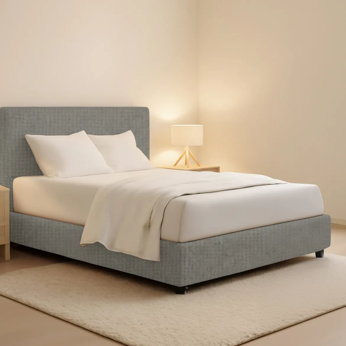 Letto Matrimoniale Grigio Cenere Sfoderabile Contenitore, Dimensione Materasso 160x190 cm - Issime