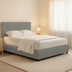 Letto Matrimoniale Grigio Cenere Sfoderabile Contenitore, Dimensione Materasso 160x200 cm - Lenta