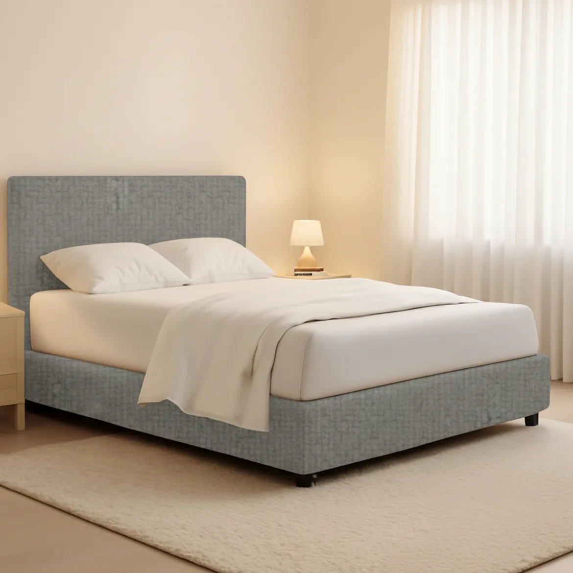 Letto Matrimoniale Grigio Cenere Sfoderabile Contenitore, Dimensione Materasso 160x200 cm - Melilli