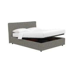 Letto Matrimoniale Grigio Cenere Sfoderabile Contenitore, Dimensione Materasso 160x200 cm - Rozzone
