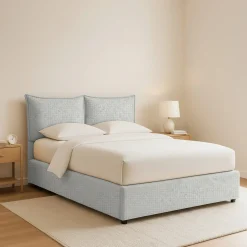 Letto Matrimoniale Grigio Chiaro Sfoderabile Contenitore, Dimensione Materasso 160x190 cm - Calcio