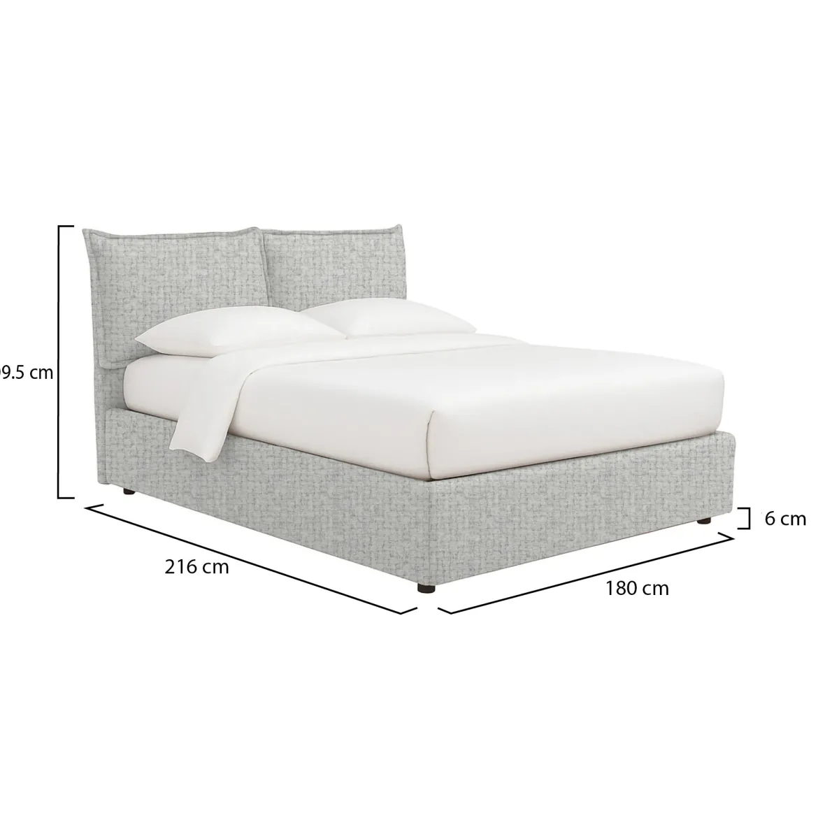 Letto Matrimoniale Grigio Chiaro Sfoderabile Contenitore, Dimensione Materasso 160x190 cm - Calcio