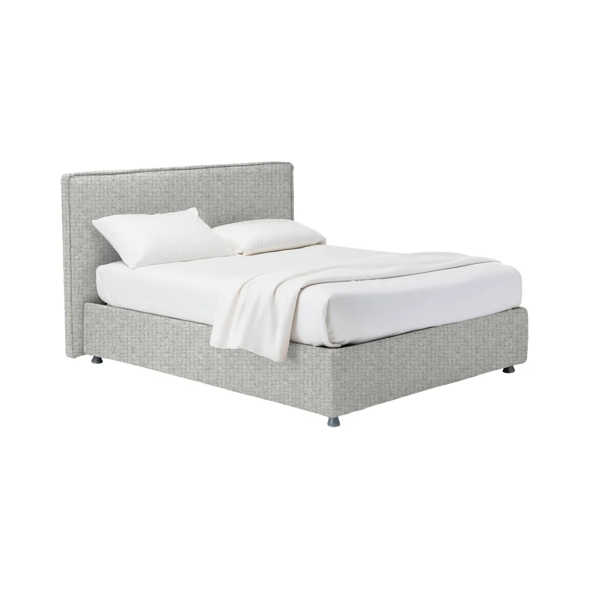 Letto Matrimoniale Grigio Chiaro Sfoderabile Contenitore, Dimensione Materasso 160x190 cm - Fasanella