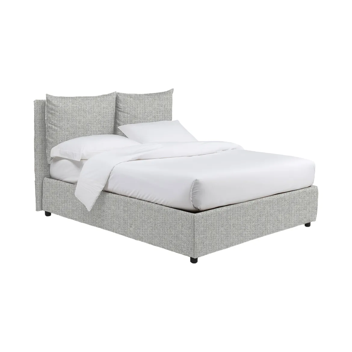 Letto Matrimoniale Grigio Chiaro Sfoderabile Contenitore, Dimensione Materasso 160x190 cm - Riesi