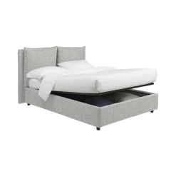 Letto Matrimoniale Grigio Chiaro Sfoderabile Contenitore, Dimensione Materasso 160x190 cm - Riesi