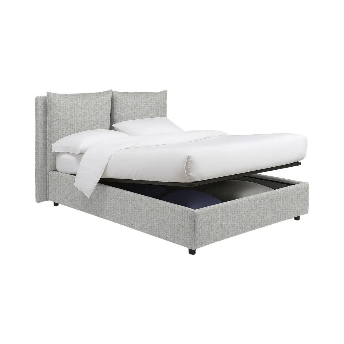 Letto Matrimoniale Grigio Chiaro Sfoderabile Contenitore, Dimensione Materasso 160x190 cm - Riesi