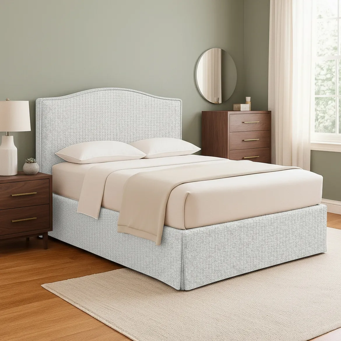 Letto Matrimoniale Grigio Chiaro Sfoderabile Contenitore, Dimensione Materasso 160x200 cm - Argentina
