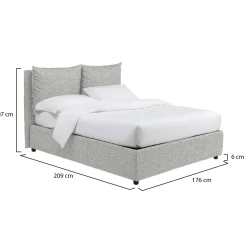 Letto Matrimoniale Grigio Chiaro Sfoderabile Contenitore, Dimensione Materasso 160x200 cm - Davoli