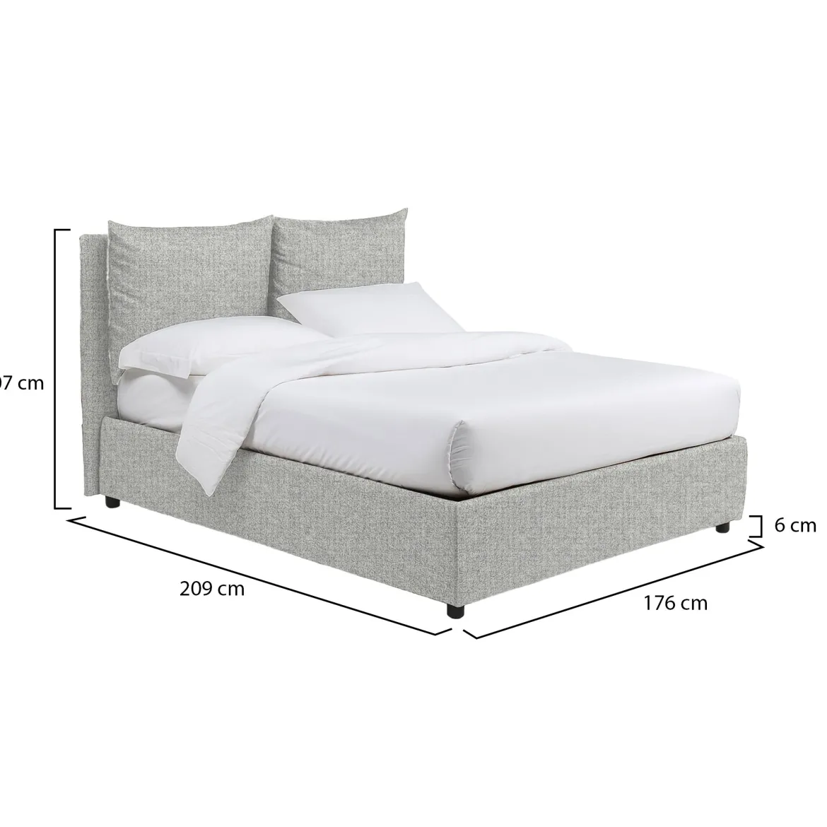 Letto Matrimoniale Grigio Chiaro Sfoderabile Contenitore, Dimensione Materasso 160x200 cm - Davoli
