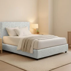 Letto Matrimoniale Grigio Chiaro Sfoderabile Contenitore, Dimensione Materasso 160x200 cm - Melilli