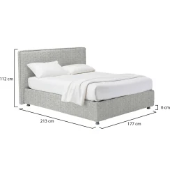 Letto Matrimoniale Grigio Chiaro Sfoderabile Contenitore, Dimensione Materasso 160x200 cm - Melilli