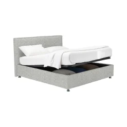 Letto Matrimoniale Grigio Chiaro Sfoderabile Contenitore, Dimensione Materasso 160x200 cm - Melilli