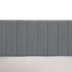 Letto Matrimoniale Grigio Dimensione Materasso 160x200 cm Testiera e Giroletto Imbottiti, Imbottito - Exmouth