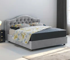 Letto Matrimoniale Grigio Materasso Incluso Sfoderabile, Contenitore Made in Italy - Alfer