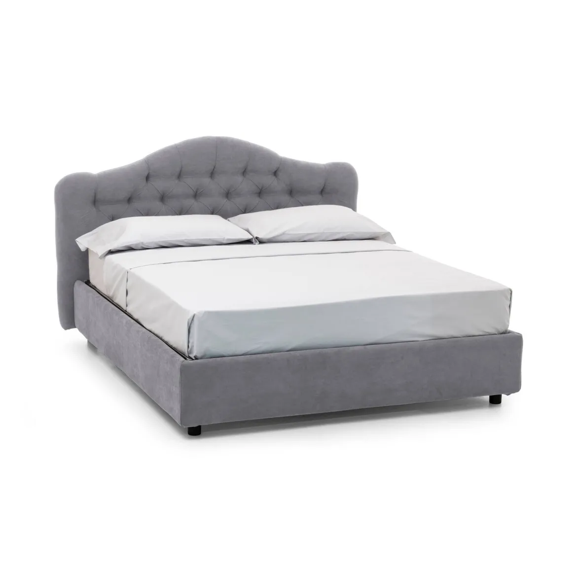 Letto Matrimoniale Grigio Materasso Incluso Sfoderabile, Contenitore Made in Italy - Alfer