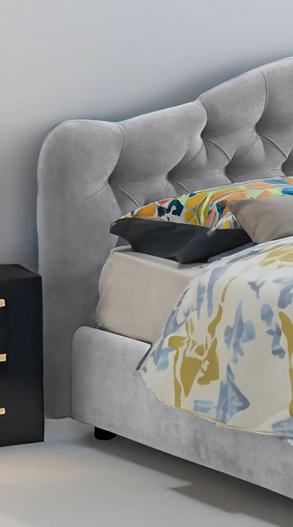 Letto Matrimoniale Grigio Materasso Incluso Sfoderabile, Contenitore Made in Italy - Alfer