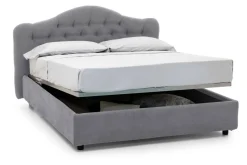 Letto Matrimoniale Grigio Materasso Incluso Sfoderabile, Contenitore Made in Italy - Annus